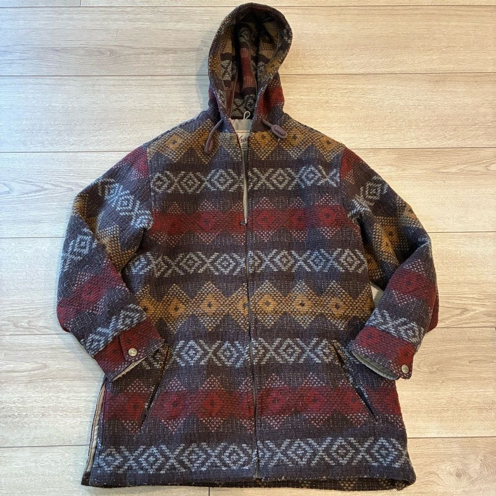 Vintage Woolrich Women’s Wool Aztec Full Zip Hooded Jacket Made in USA Size S
